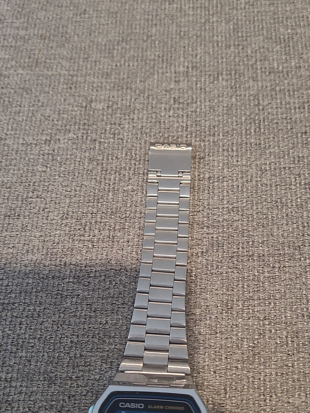 Casio Silver Digital Bracelet Watch with Black Dial Accents